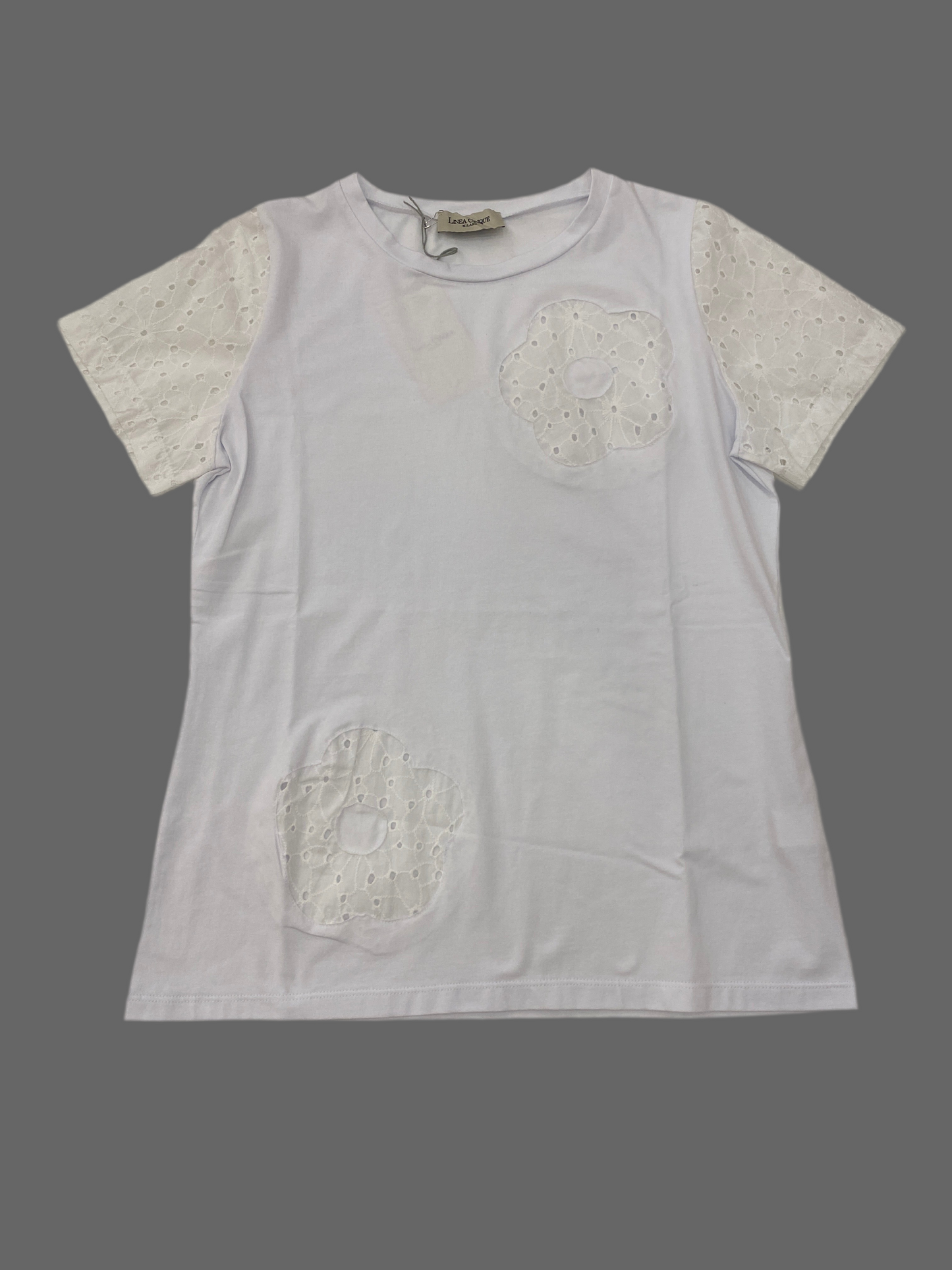 T SHIRT CON INSERTI IN SANGALLO