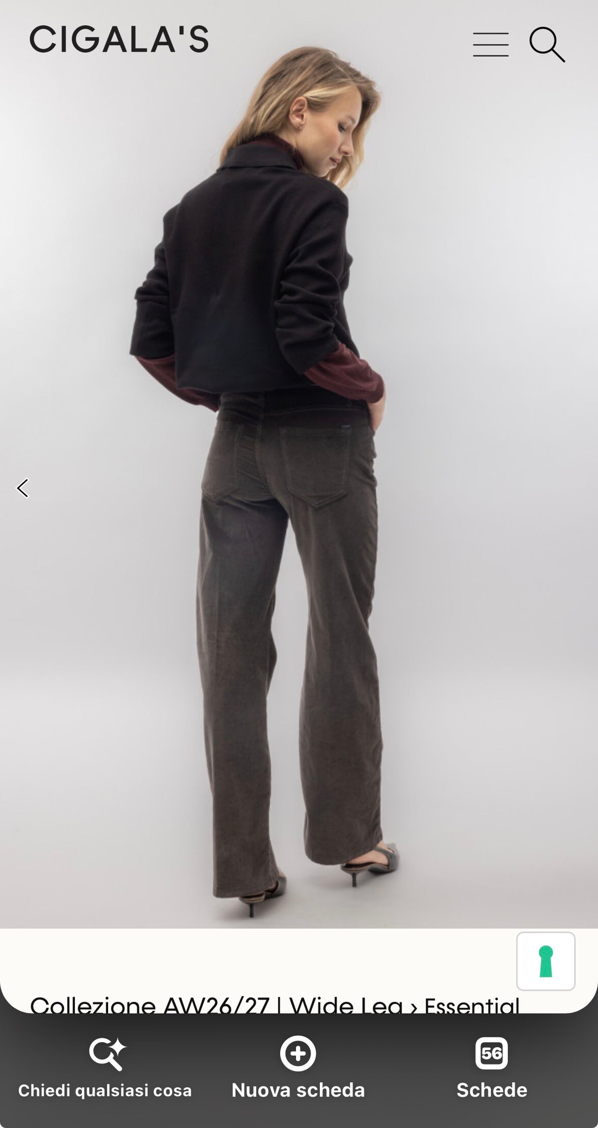 Pantalone cigala’s          Essential Wide Leg 309 TVS30 Dyed